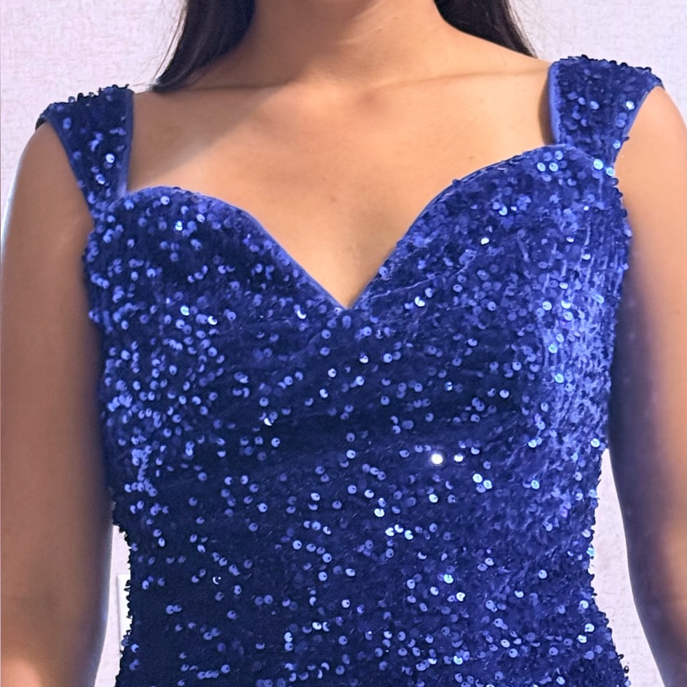 Source Unknown Strapless Midnight Blue Sequin Dre… - image 5